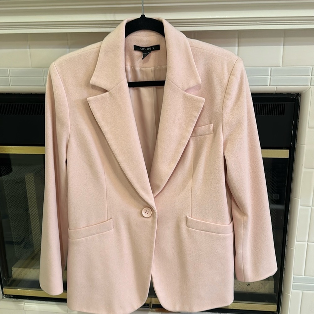 Louden Made in Canada Pink Wool & Cashmere jacket One button front Size 12